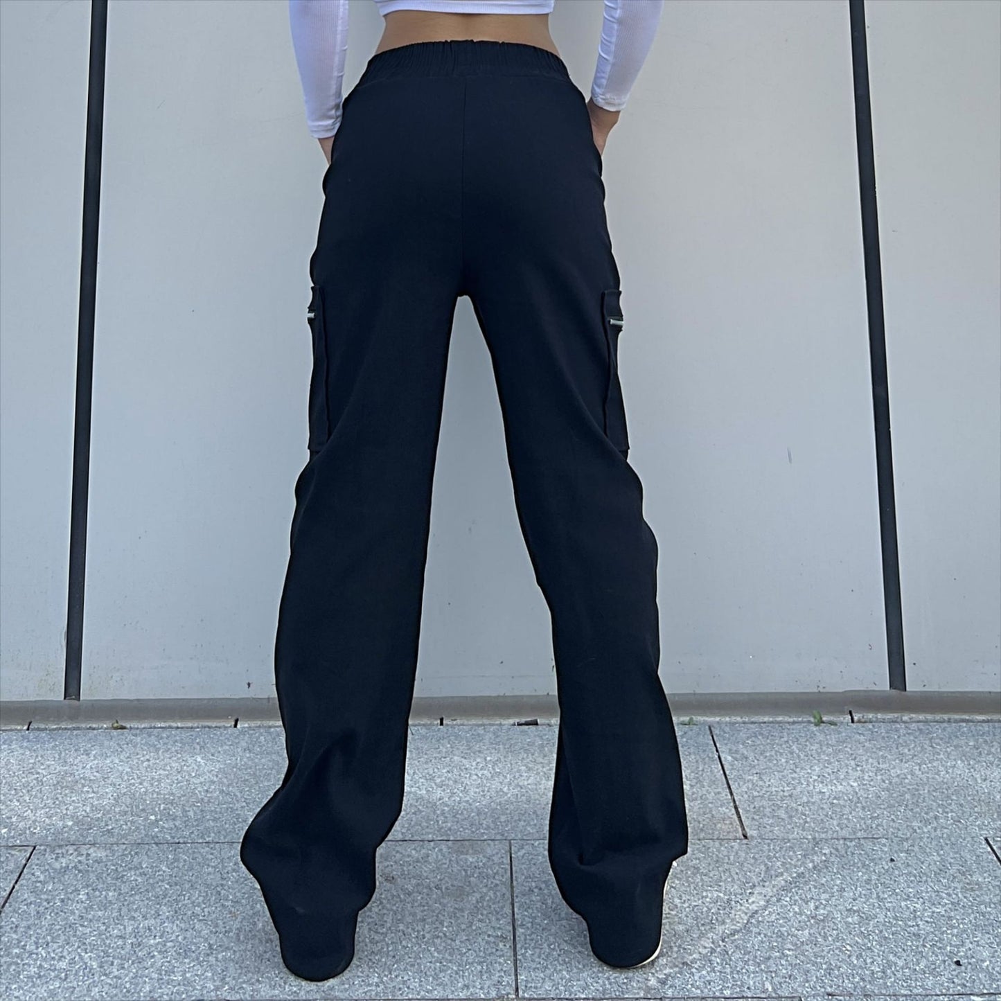 Women's Trendy Cargo Pocket Zipper Trousers Loose Pants