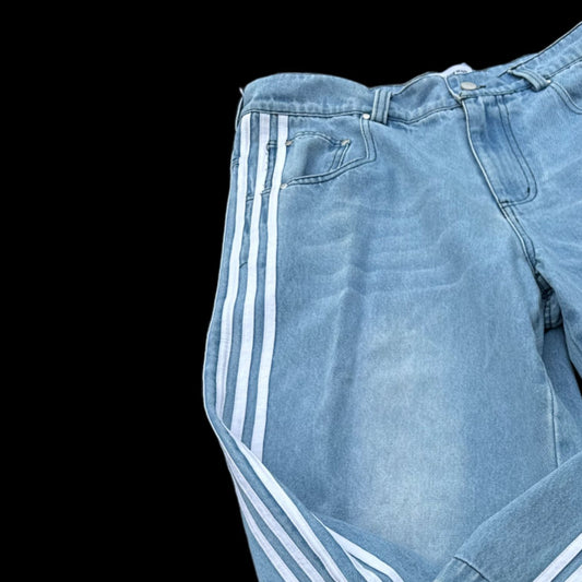 Retro Street Striped Casual Wide Leg Jeans