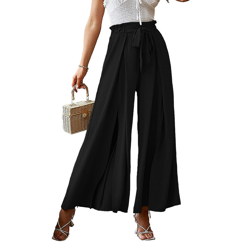 Women's Style Bowknot Loose High Waist Crimp Pants