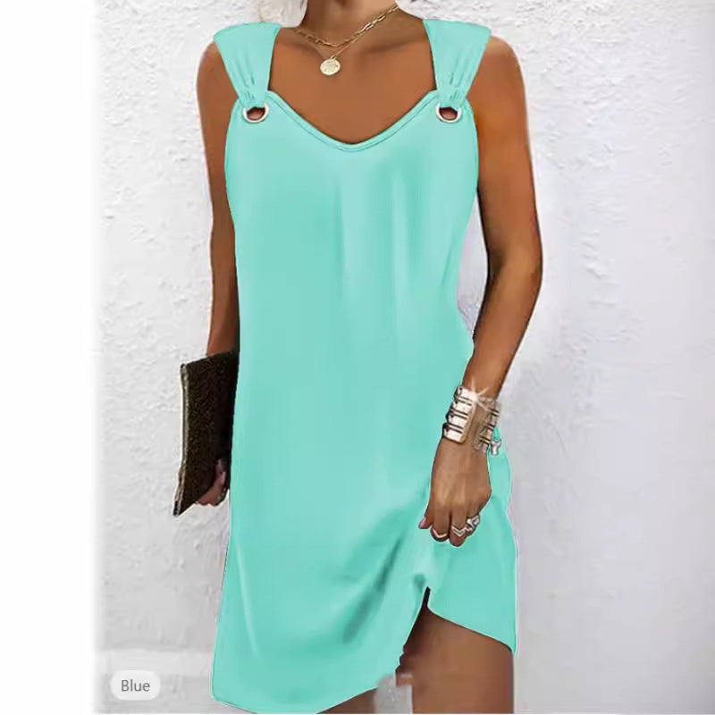 Women's Classy Sleeveless Metal Button Dress Sweaters