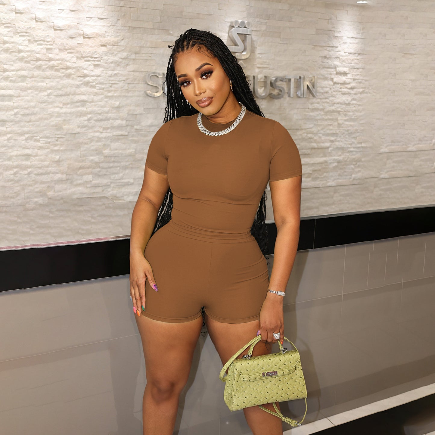 Women's Candy Color Sports Style Casual Short-sleeved Suits