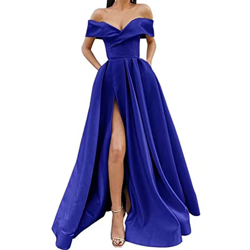 Women's Classic Dress Summer Deep Satin Evening Dresses