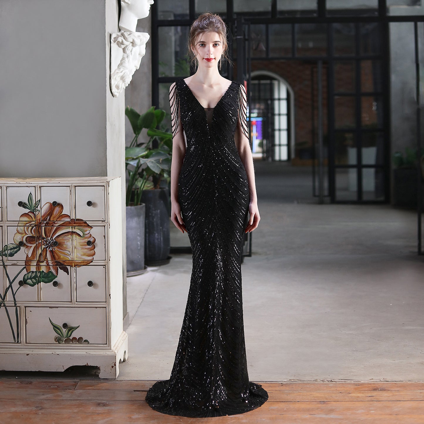 Sequined Fishtail Formal Dress Performance Banquet Evening Dresses