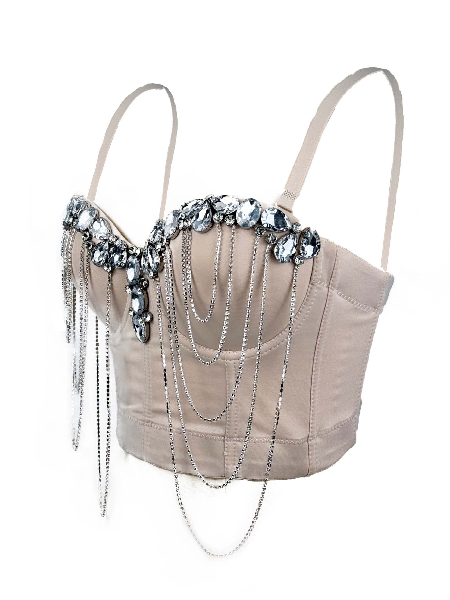 White Chain Diamond Sexy Bra Design Sense Tops