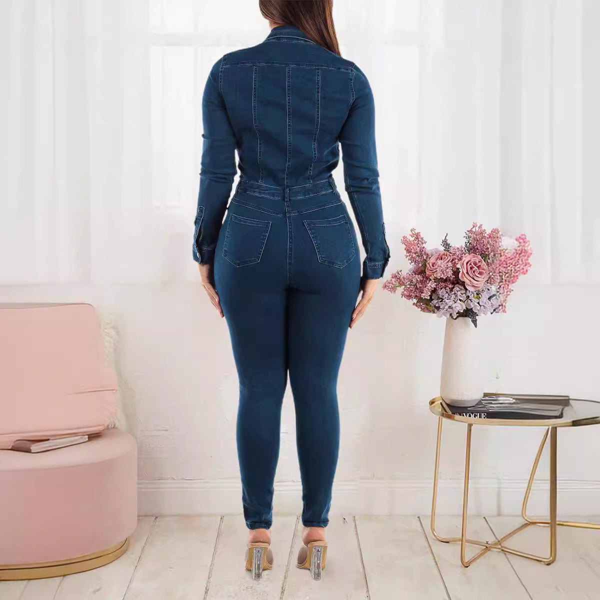 Durable Charming Unique Popular Stretch Denim Jumpsuits