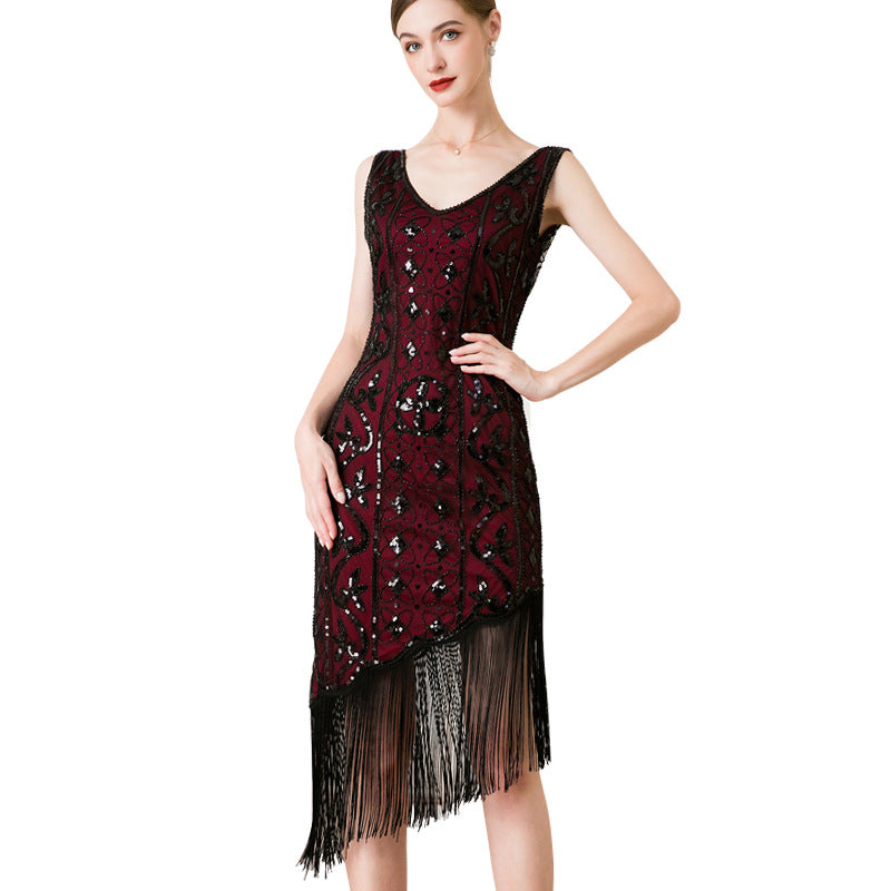 Party Sequin Bead Dress Ball Temperament Evening Dresses