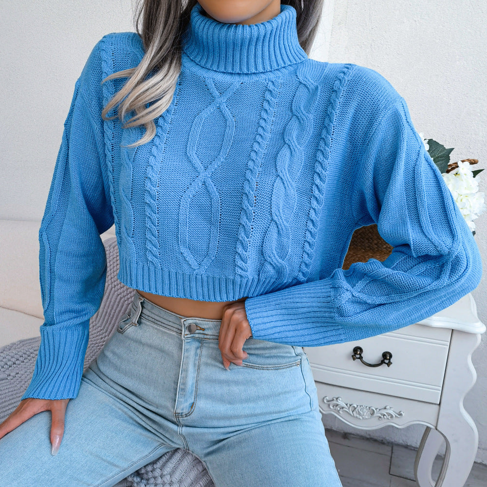 Women's Clearance Fashion Twist Long Sleeve High Sweater