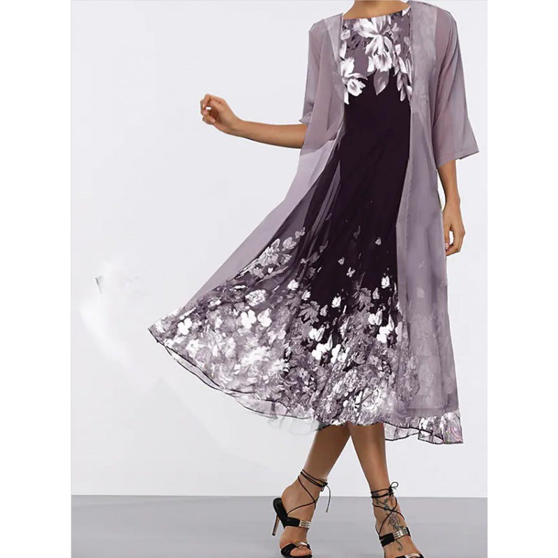 Pretty Dress Chiffon Printed Slimming Long Dresses