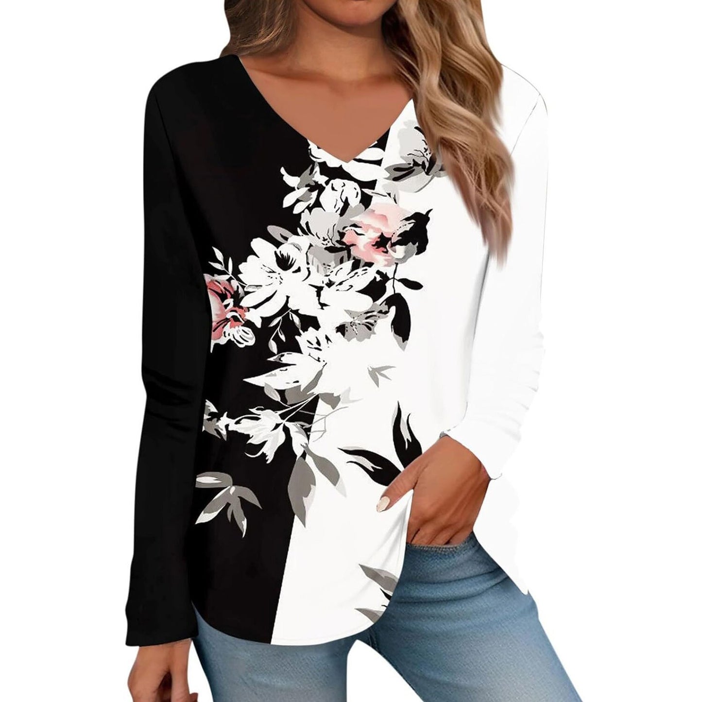 Women's Versatile Creative Printed Long Sleeves Blouses