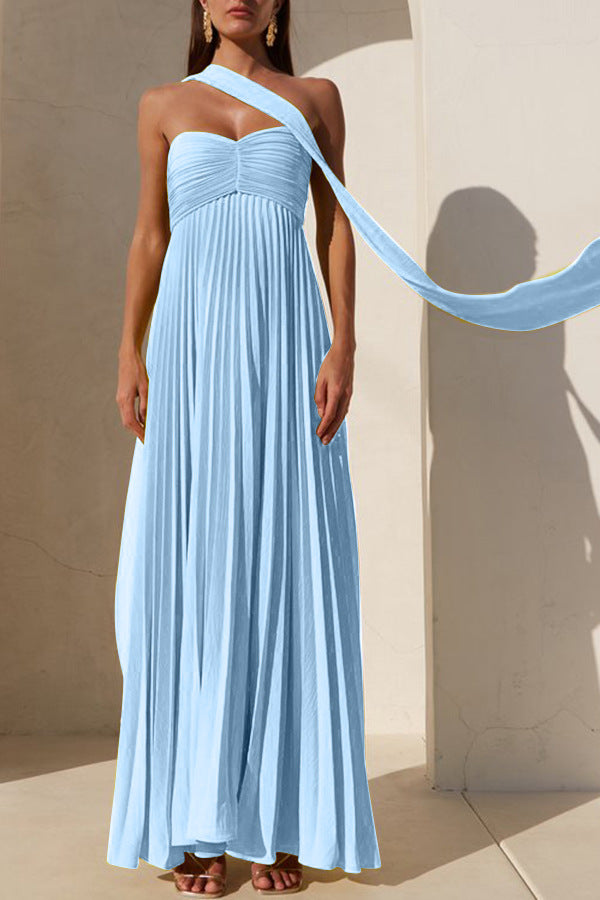 Women's Pure Color Pleated Dress Sleeveless Fashion Dresses