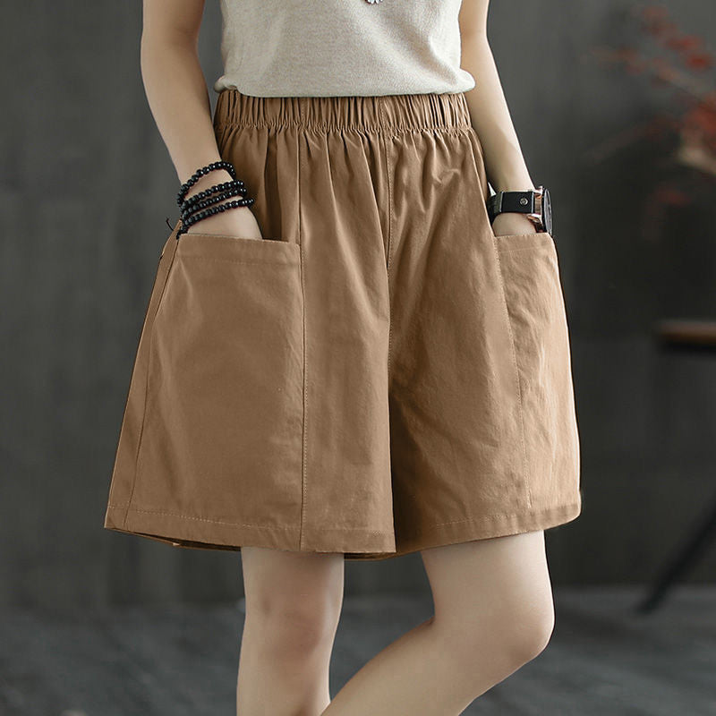 Women's Casual Loose Straight Cargo Fifth Slimming Plus Size