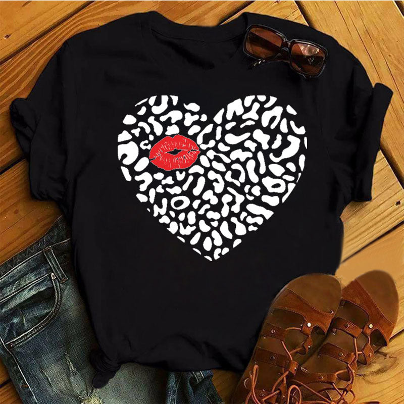 Women's Sleeve T-shirt Love Series Korean Style Blouses