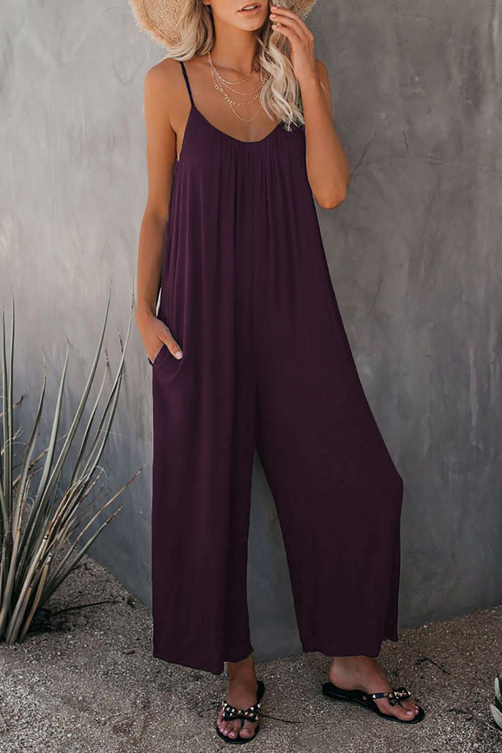 Women's Summer Trousers Solid Color Pocket Loose Pants