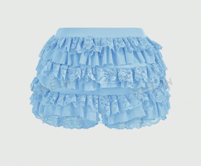 Beach Hot Ruffled Wave Solid Color Shorts