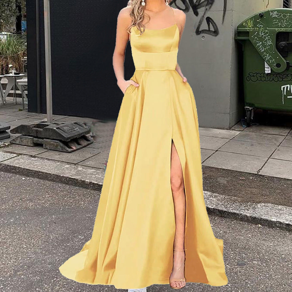 Bridesmaid Dress Long Slimming Shoulder Hollow Girlfriends Evening Dresses