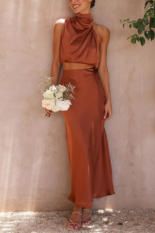 Stylish Satin Slim Fit Casual Two-piece Suits
