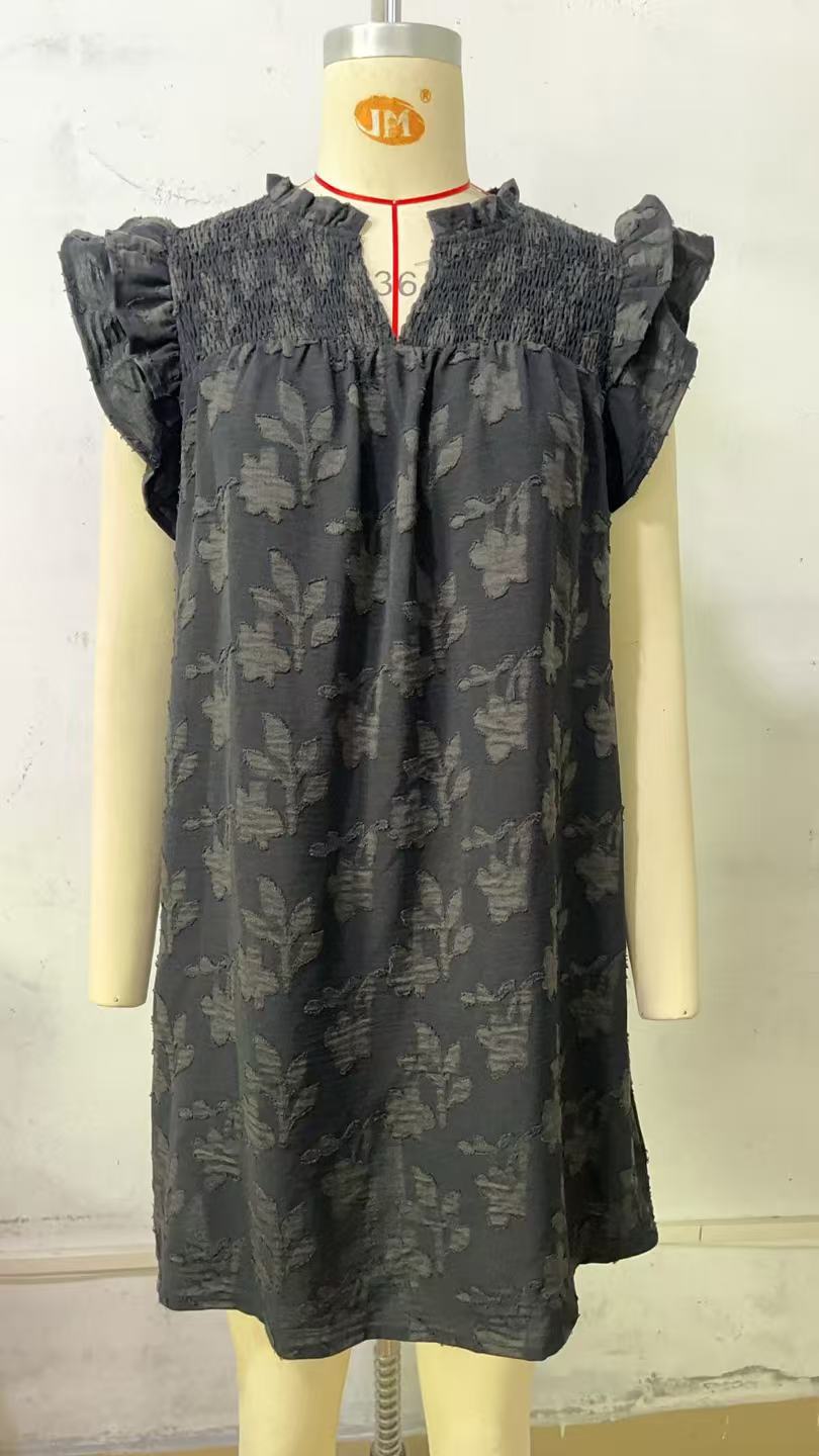 Women's Summer Double Ruffled Sleeves Pleating Floral Dress