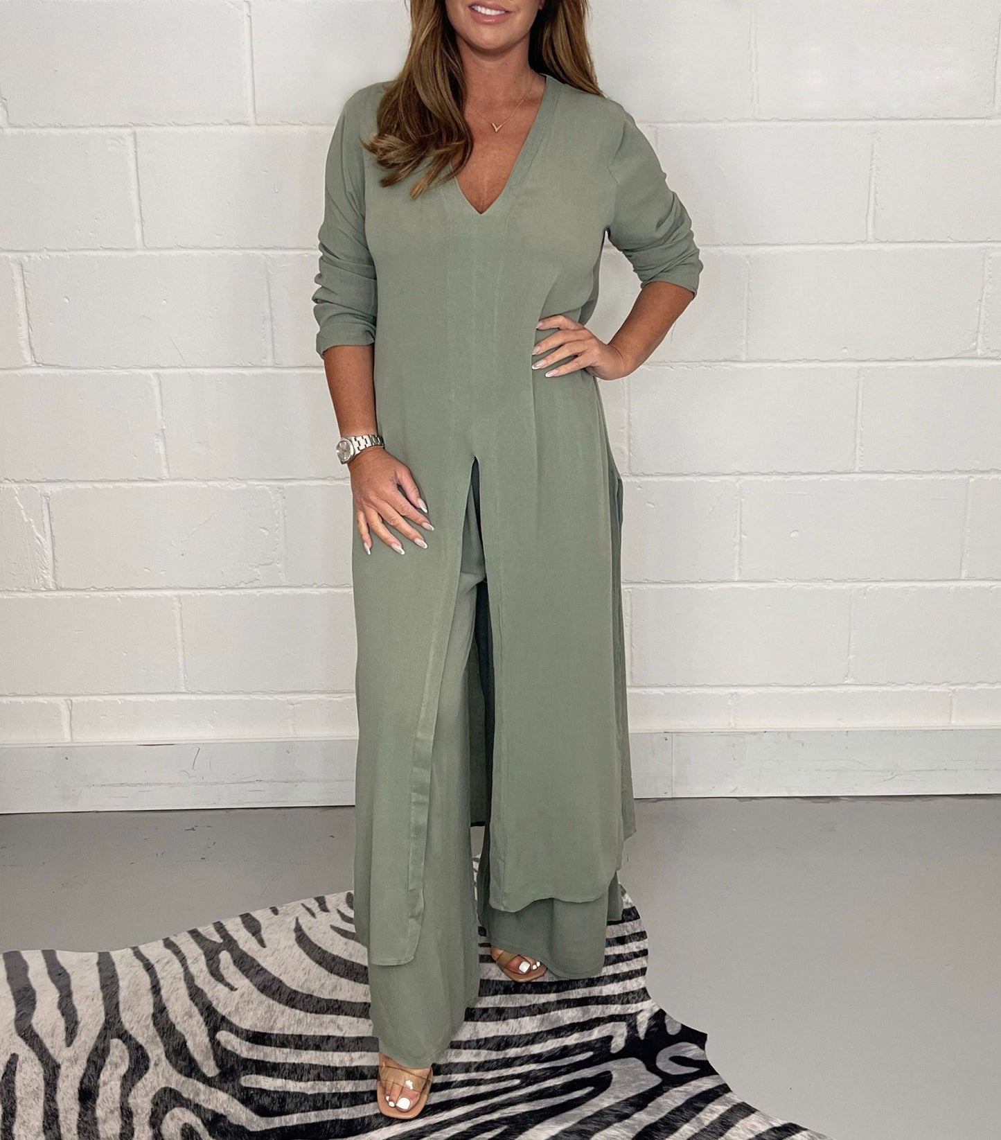 Women's Unique Slouchy Split Long Trousers Suits