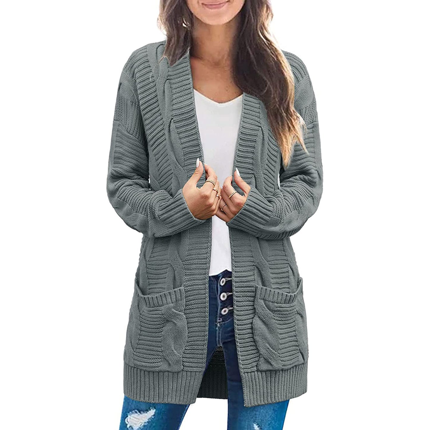 Cool Women's Twist Double Pocket Mid-length Coats