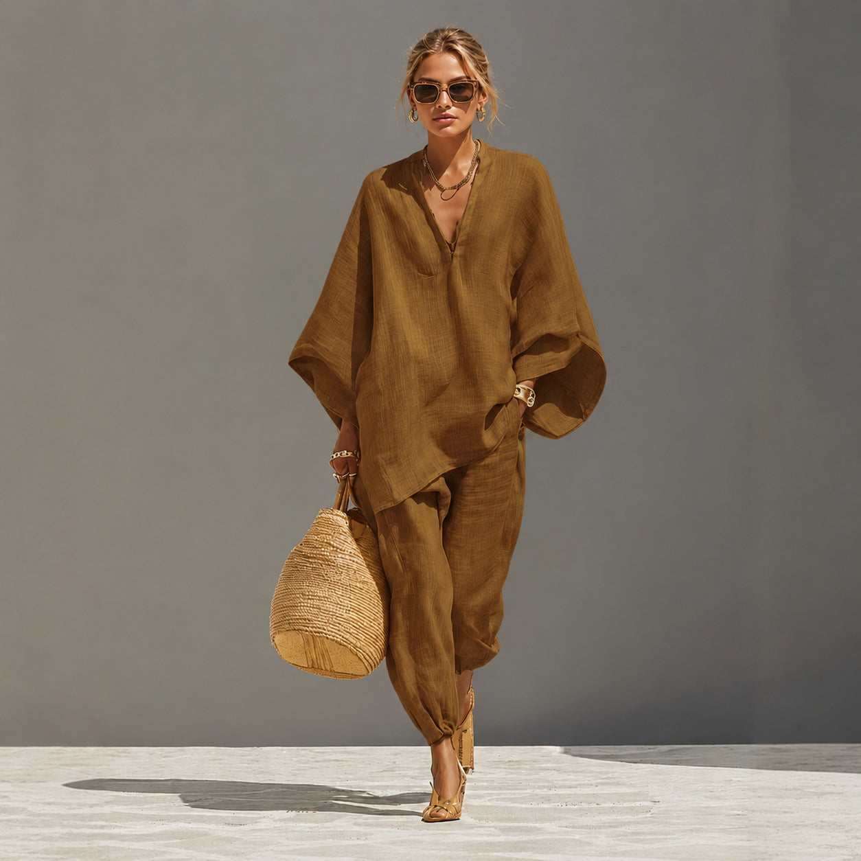 Women's Wear Style Design Batwing Sleeve Lazy Fashion Casual Suit