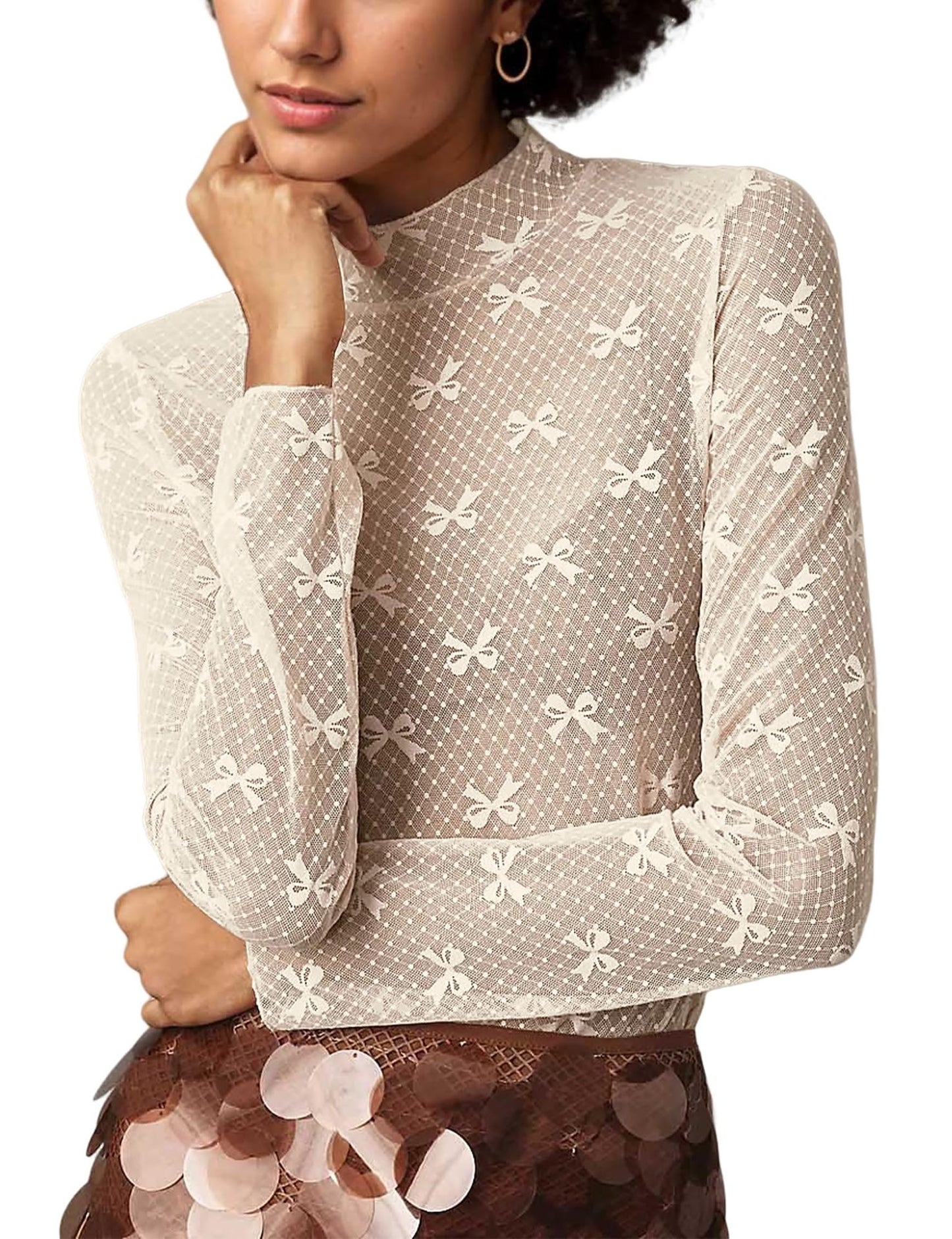 Lace Mesh Bottoming Shirt Sexy Hot Blouses