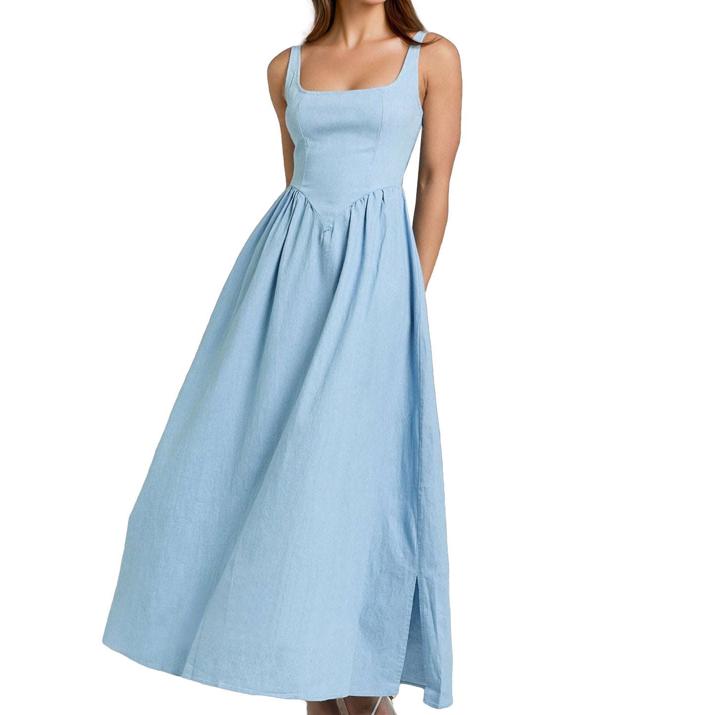 Women's Graceful Shift Dress Solid Color Long Dresses