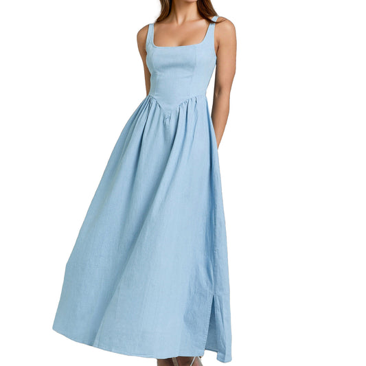 Women's Graceful Shift Dress Solid Color Long Dresses