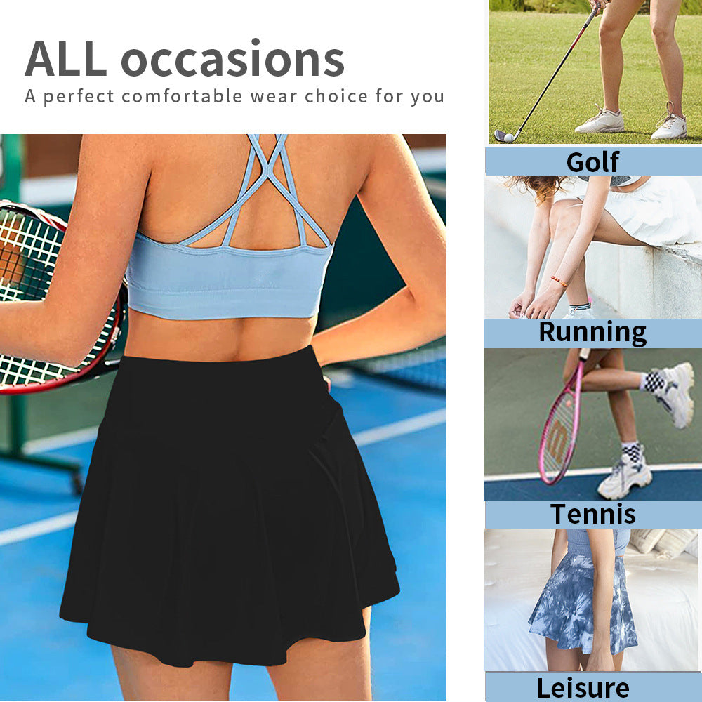 Tennis Summer Pocket High Waist Yoga Running Skirts