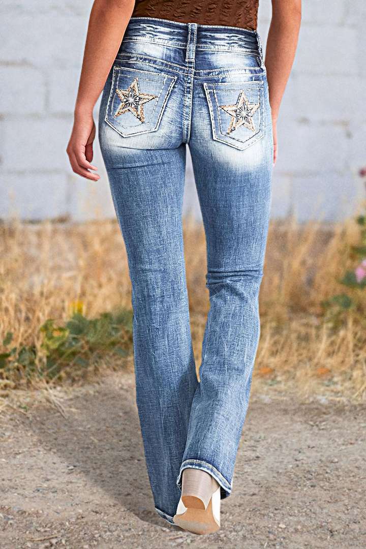 Women's Spring Embroidered High Quality Straight Slimming Jeans