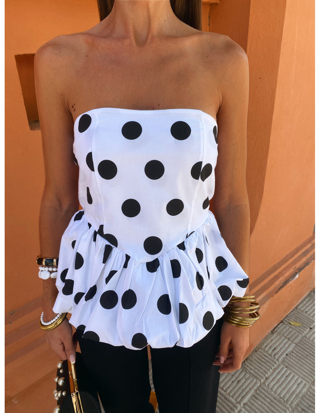 Women's Summer Tube Stitching Sexy Bubble Tops