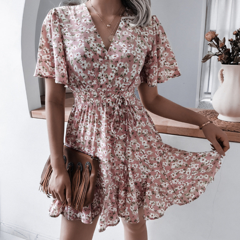 Women's Clearance Summer Casual Sleeve Floral Ruffled Shorts