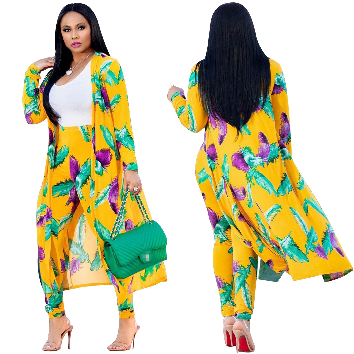 Sexy Print Long Sleeve Two-piece Set Suits