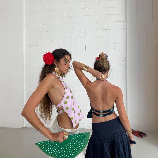 Women's Halter Elegant Sleeveless Cold-shoulder Long Irregular Tops