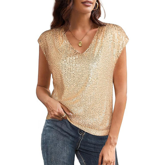 Women's Summer Sexy Sequined Pearlescent Shiny Party Vests