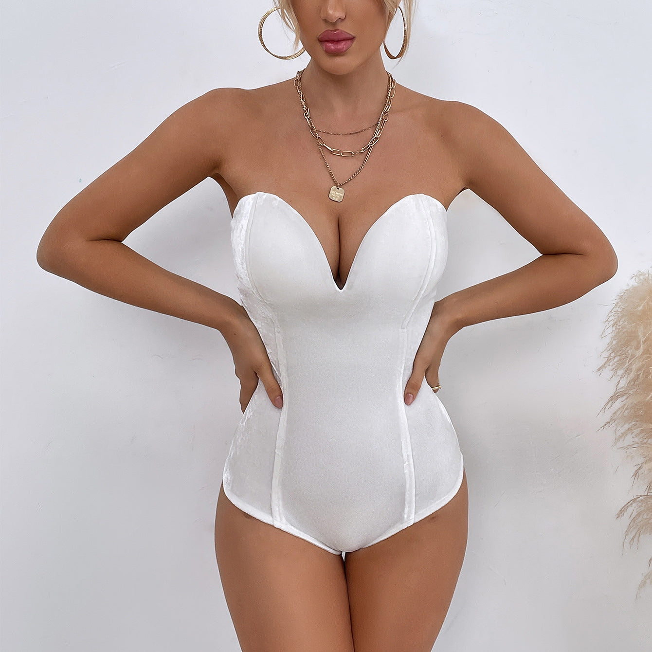 Women's Gold Veet Sexy Tube Versatile Bikini Jumpsuits
