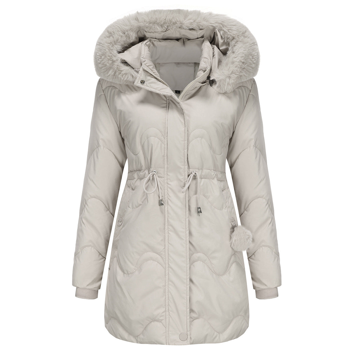 Women's Clothes Detachable Hat Wool Warm Parka Removable Coats