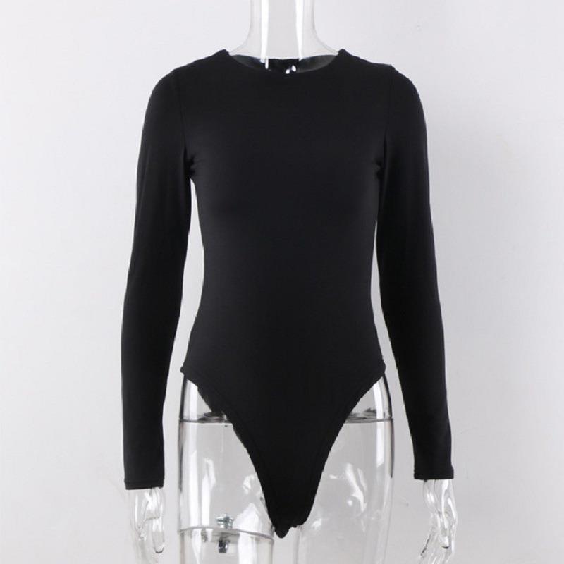 Women's Tight Bottoming Round Neck Long Sleeve Jumpsuits