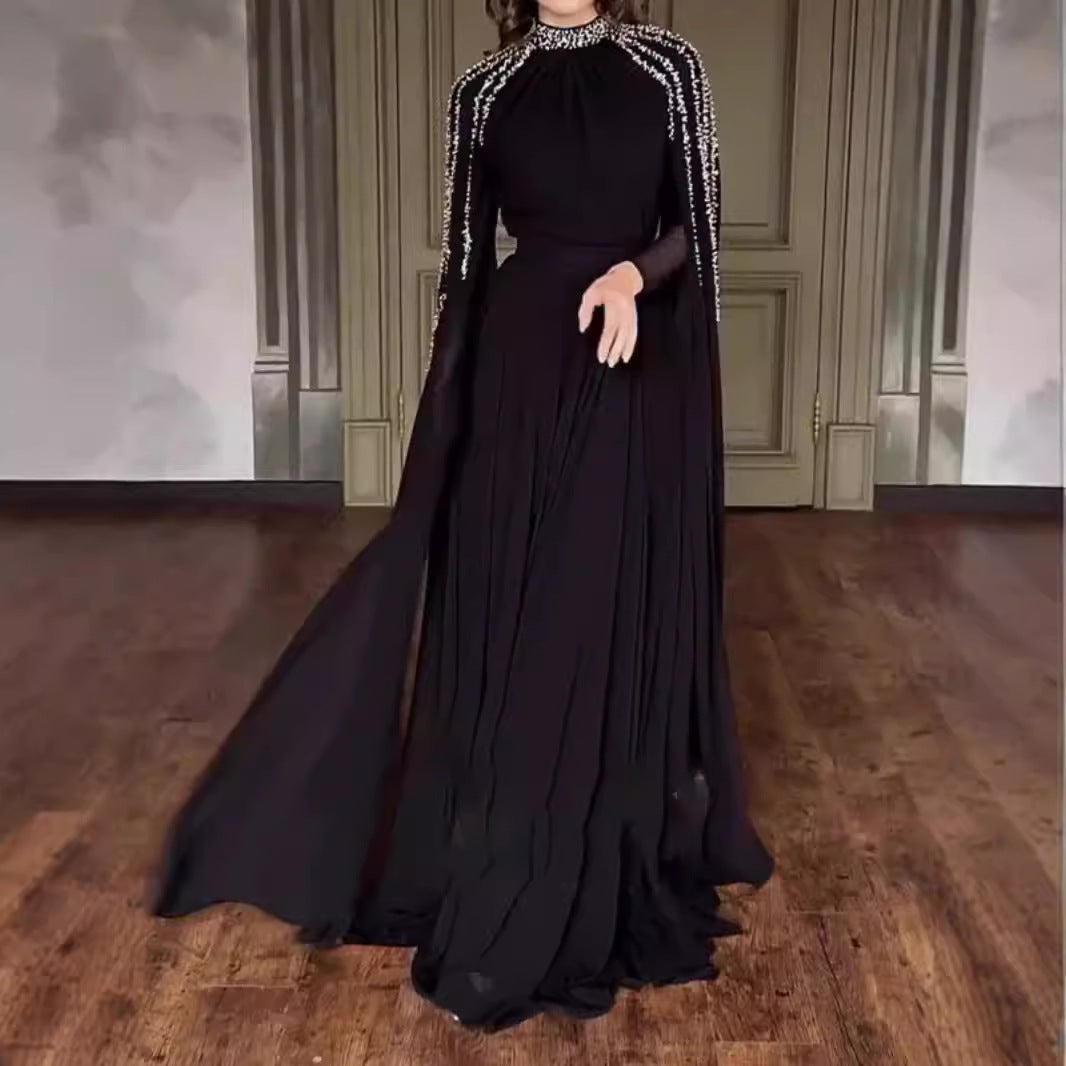 Women's Elegant Stylish Rhinestone Robe Gown Evening Dresses