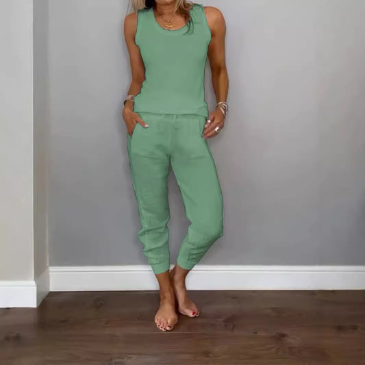 Pretty Versatile Classy Linen Drawstring Casual Suits