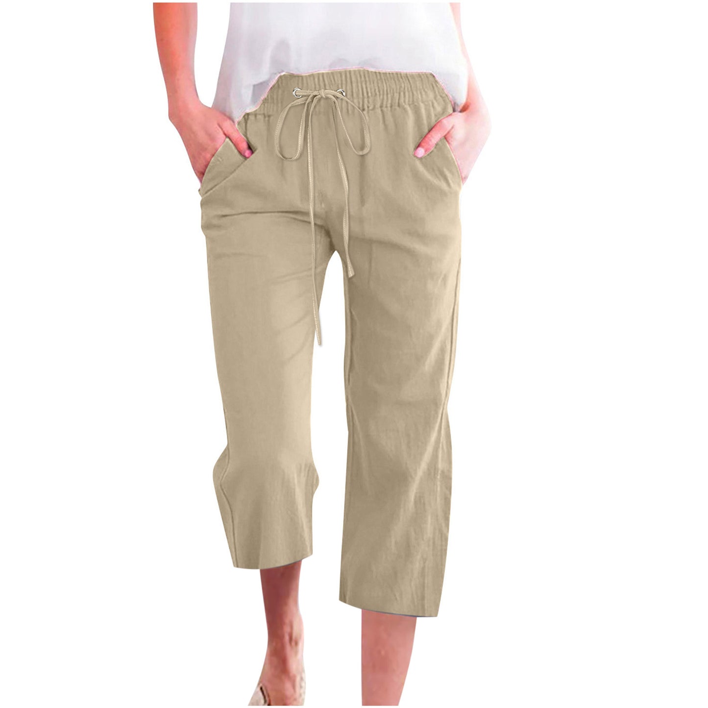 Women's Cotton Linen Casual Loose Straight Pocket Pants