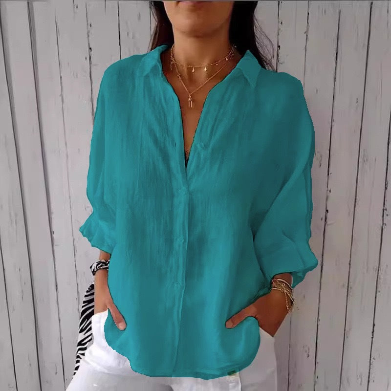 Spring Cotton Linen Back Design Shirt Blouses
