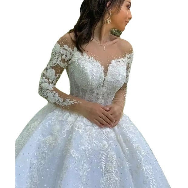 Dress Long Sleeve Lace French Trailing Wedding Dresses