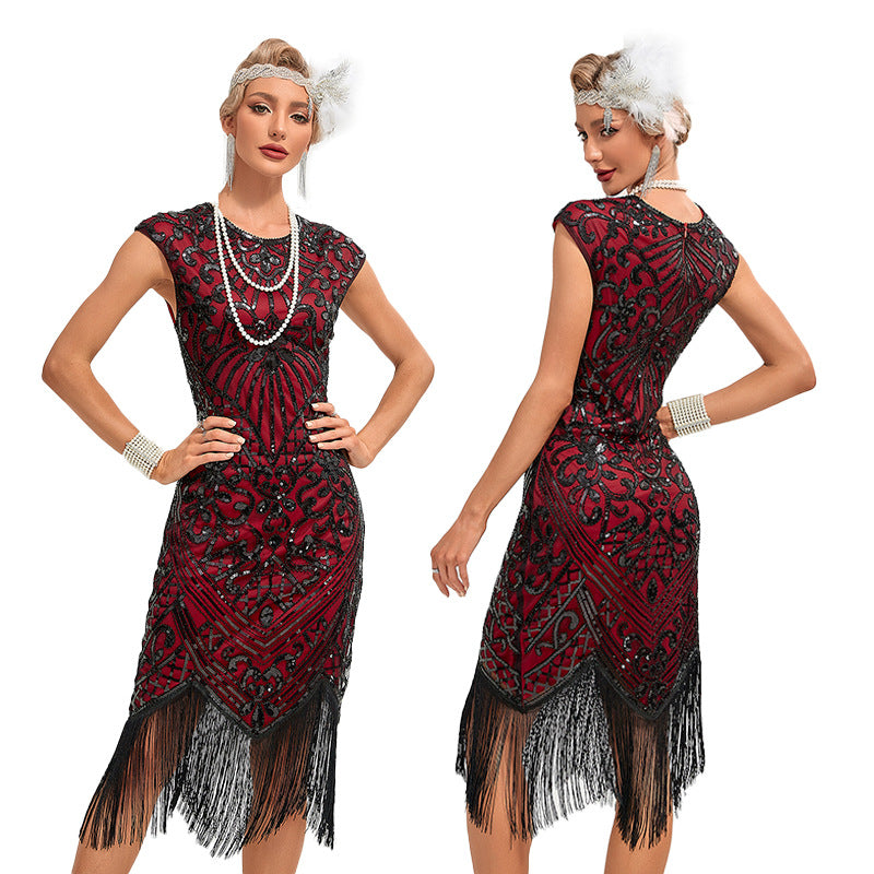 Tassel Sequins Dress Vintage Party Banquet Evening Dresses