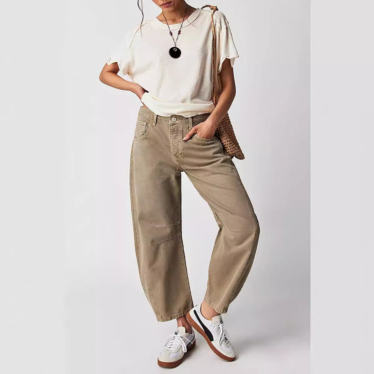 Women's Fashion Casual Wide Leg Loose Waist Jeans