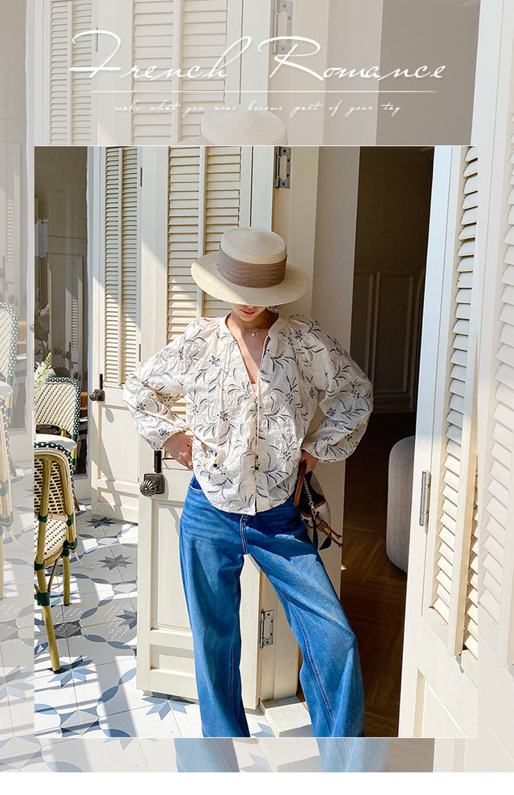Women's Long Sleeve Shirt French Style Design Blouses