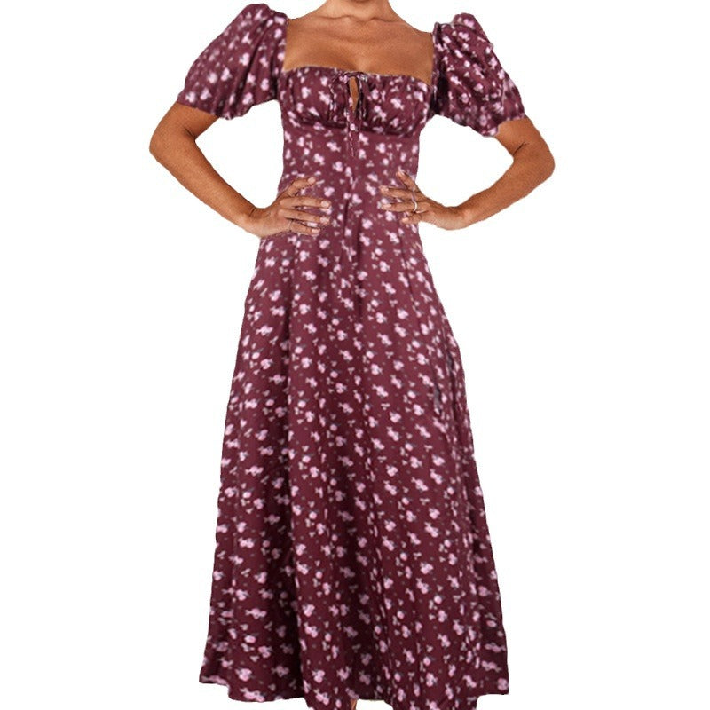 Women's Fresh Floral Split Sling Dress Dresses