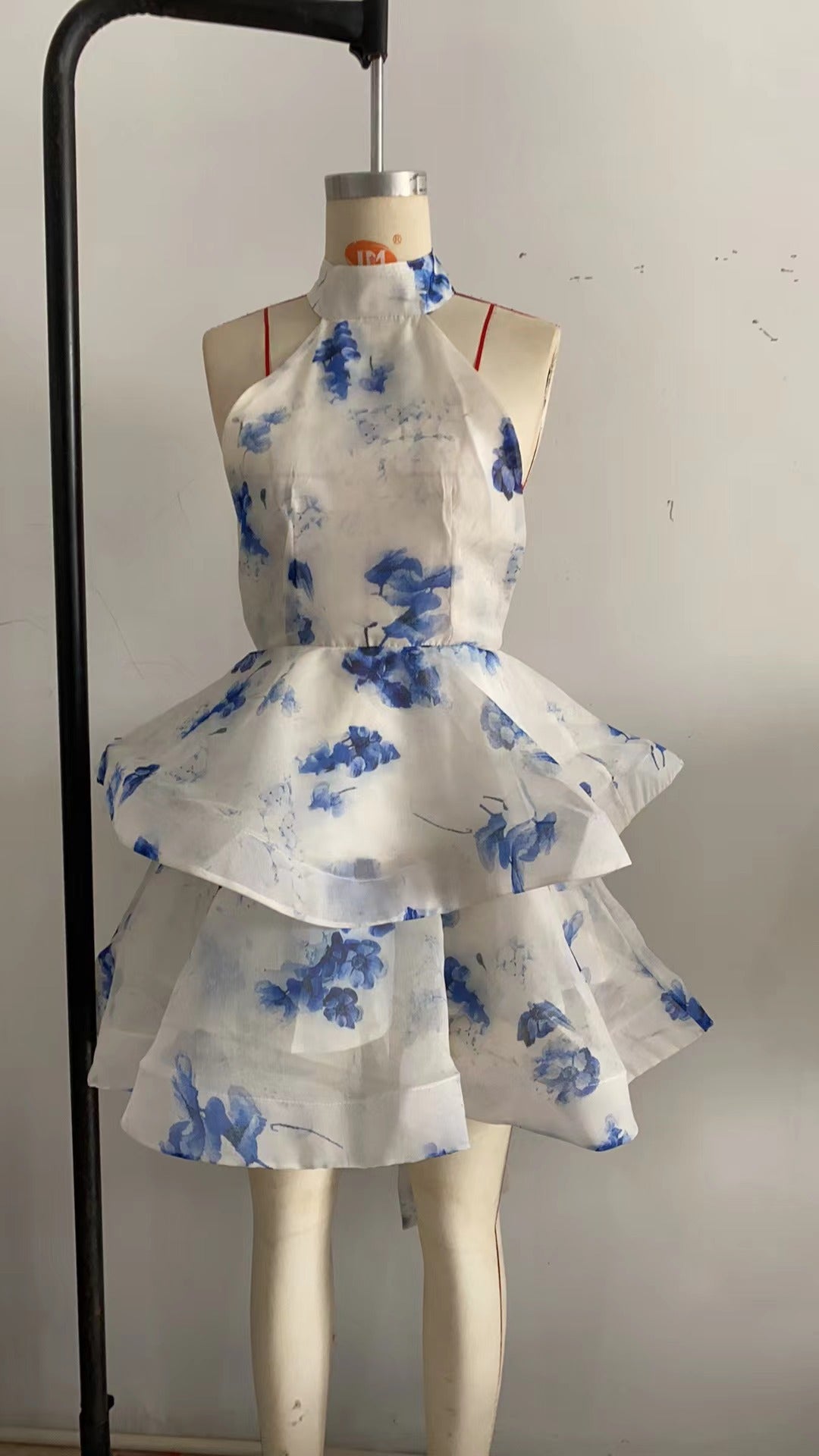 Print Slim Bud Swing Dress Sleeveless Sling Backless Skirts