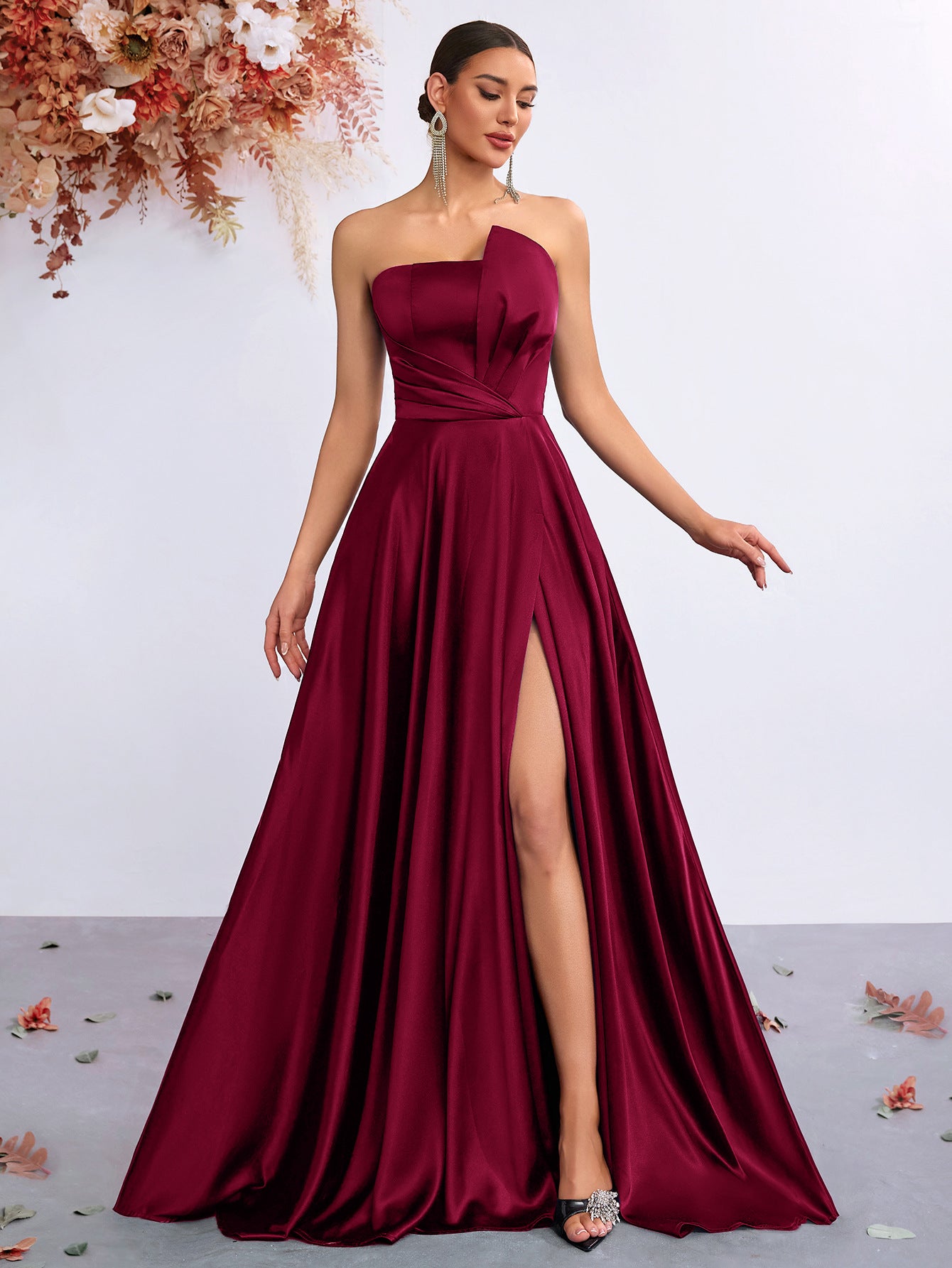 Sexy Tube Elegant Waist Slit High-grade Banquet Tops