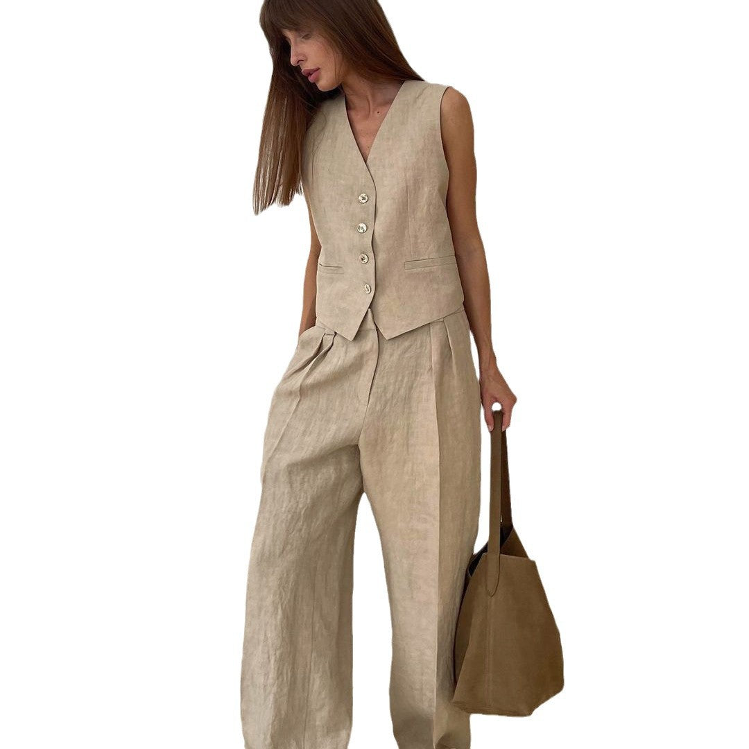 Women's Popular Casual Two-piece Fashion Sleeveless Suits