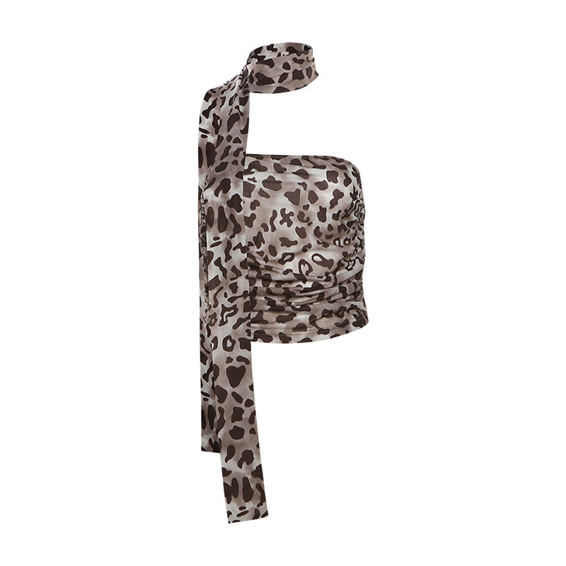 Women's Hot Leopard Print Scarf Sexy Slim Tops